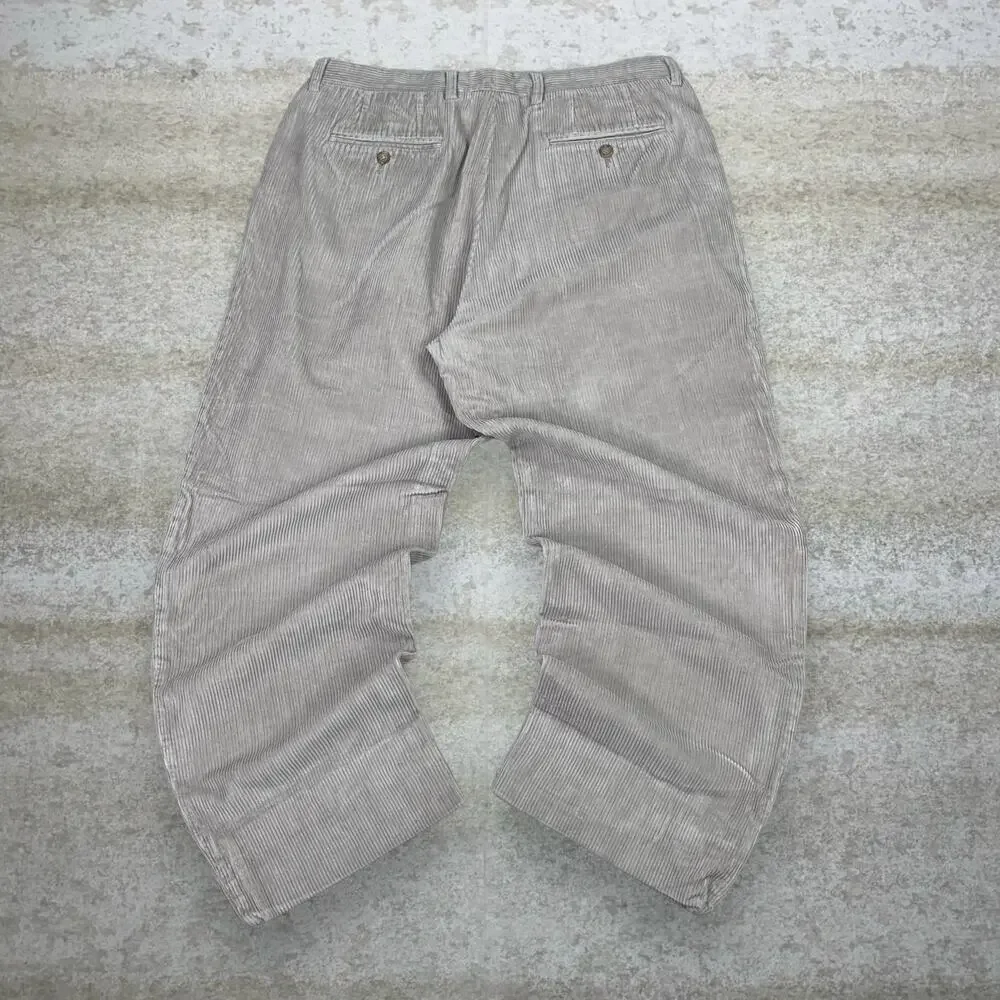Vintage Y2K Nautica Corduroy Pants 36x30 Light Tan Cotton Pleated Front